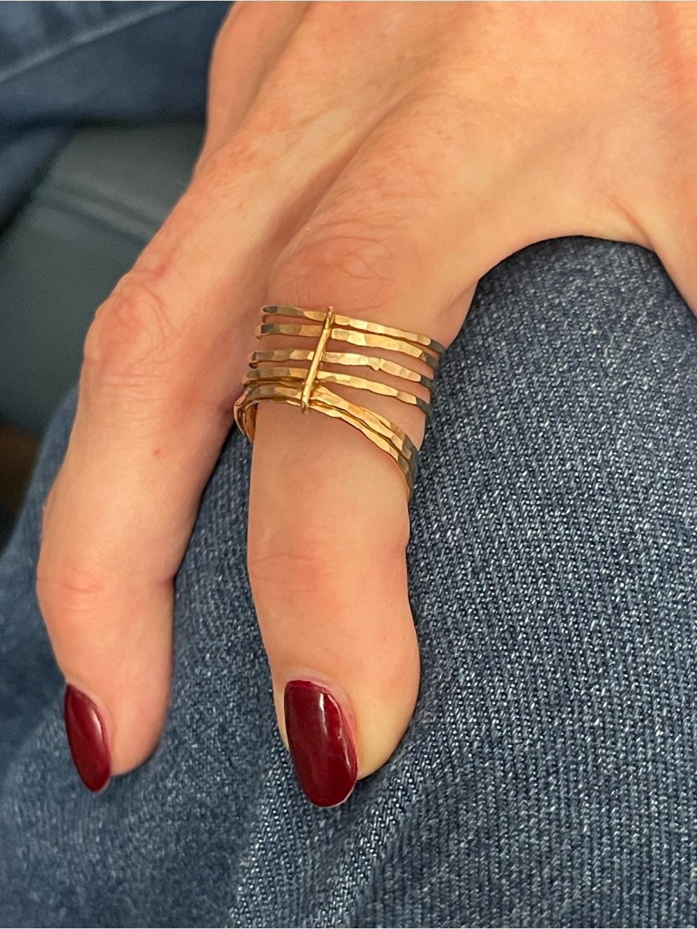 Hammered Multi-Band Gold Statement Ring